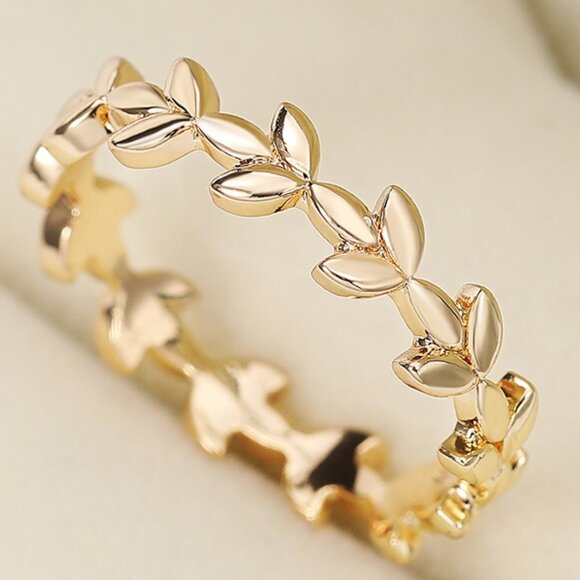 ❤️925 STERLING SILVER Jewelry - 😍Dainty Yellow Gold Plated Simple Dainty Beautiful Ring for Women/Girl, K947